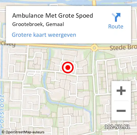 Locatie op kaart van de 112 melding: Ambulance Met Grote Spoed Naar Grootebroek, Gemaal op 12 augustus 2021 22:02