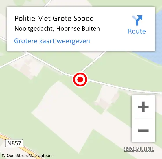 Locatie op kaart van de 112 melding: Politie Met Grote Spoed Naar Nooitgedacht, Hoornse Bulten op 12 augustus 2021 22:17