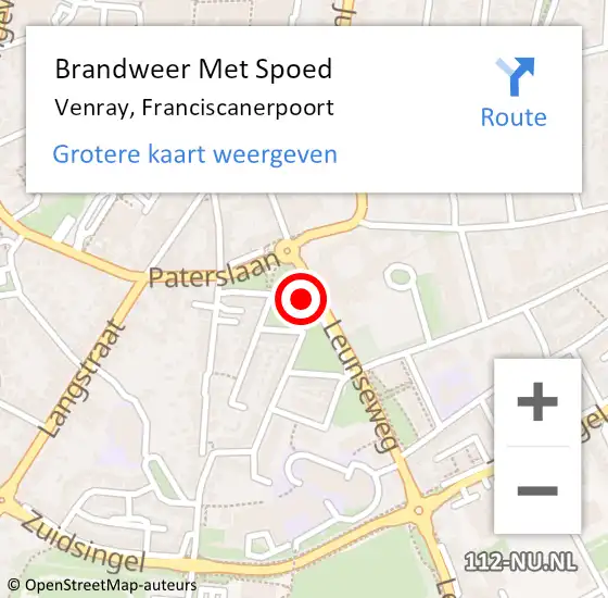 Locatie op kaart van de 112 melding: Brandweer Met Spoed Naar Venray, Franciscanerpoort op 12 augustus 2021 22:19