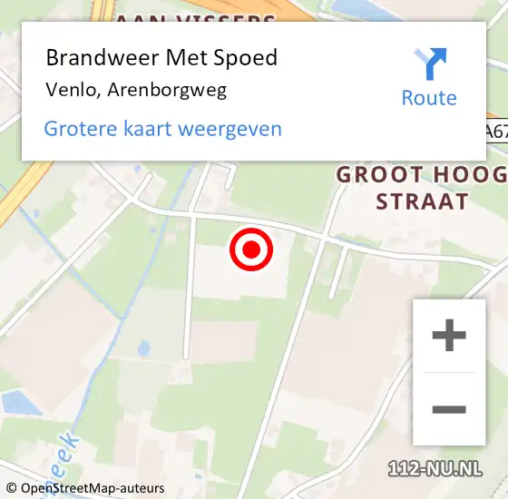 Locatie op kaart van de 112 melding: Brandweer Met Spoed Naar Venlo, Arenborgweg op 12 augustus 2021 23:02