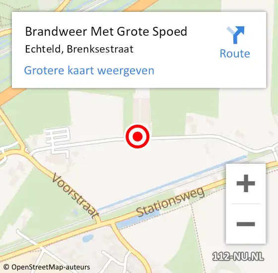 Locatie op kaart van de 112 melding: Brandweer Met Grote Spoed Naar Echteld, Brenksestraat op 12 augustus 2021 23:12