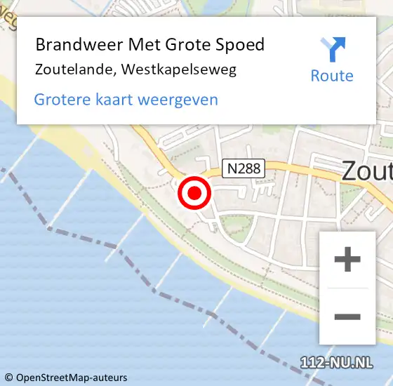 Locatie op kaart van de 112 melding: Brandweer Met Grote Spoed Naar Zoutelande, Westkapelseweg op 12 augustus 2021 23:26