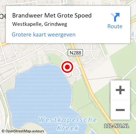 Locatie op kaart van de 112 melding: Brandweer Met Grote Spoed Naar Westkapelle, Grindweg op 12 augustus 2021 23:29