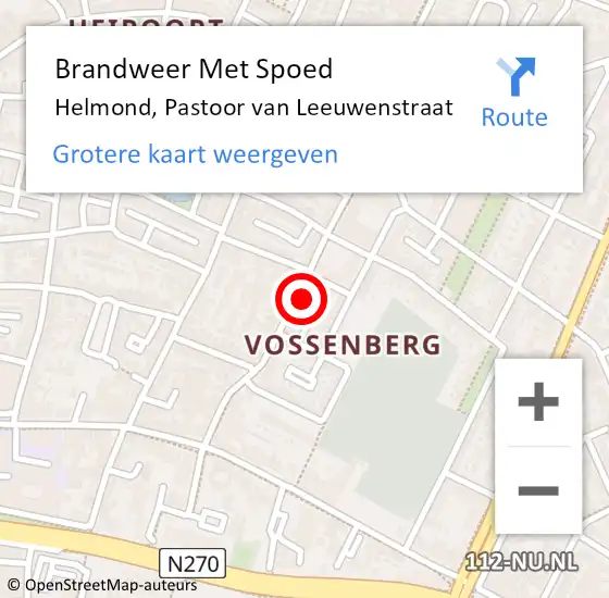 Locatie op kaart van de 112 melding: Brandweer Met Spoed Naar Helmond, Pastoor van Leeuwenstraat op 13 augustus 2021 00:03
