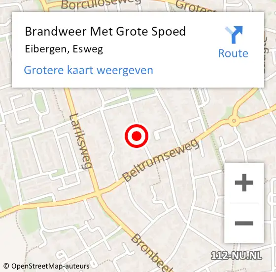 Locatie op kaart van de 112 melding: Brandweer Met Grote Spoed Naar Eibergen, Esweg op 13 augustus 2021 00:06