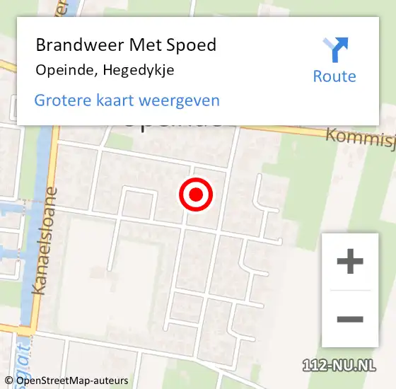 Locatie op kaart van de 112 melding: Brandweer Met Spoed Naar Opeinde, Hegedykje op 13 augustus 2021 00:17