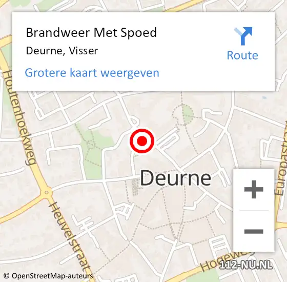 Locatie op kaart van de 112 melding: Brandweer Met Spoed Naar Deurne, Visser op 13 augustus 2021 01:13