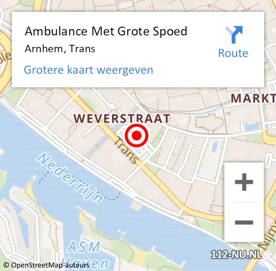 Locatie op kaart van de 112 melding: Ambulance Met Grote Spoed Naar Arnhem, Trans op 13 augustus 2021 01:18