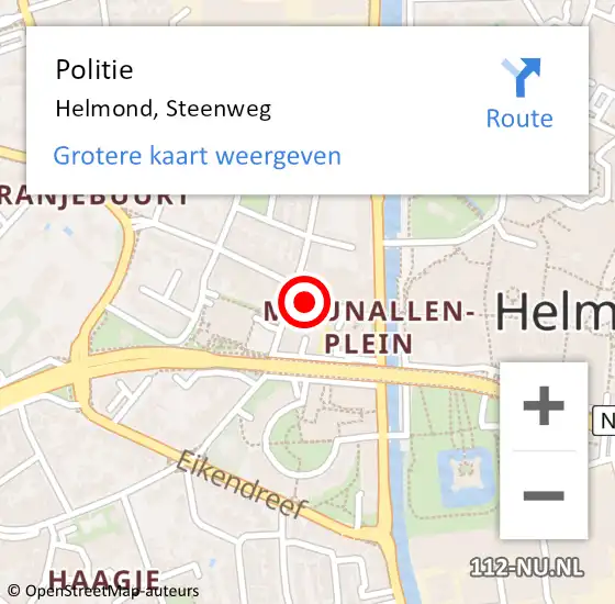 Locatie op kaart van de 112 melding: Politie Helmond, Steenweg op 13 augustus 2021 01:45