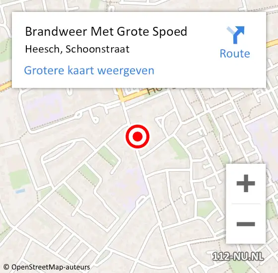 Locatie op kaart van de 112 melding: Brandweer Met Grote Spoed Naar Heesch, Schoonstraat op 13 augustus 2021 02:39