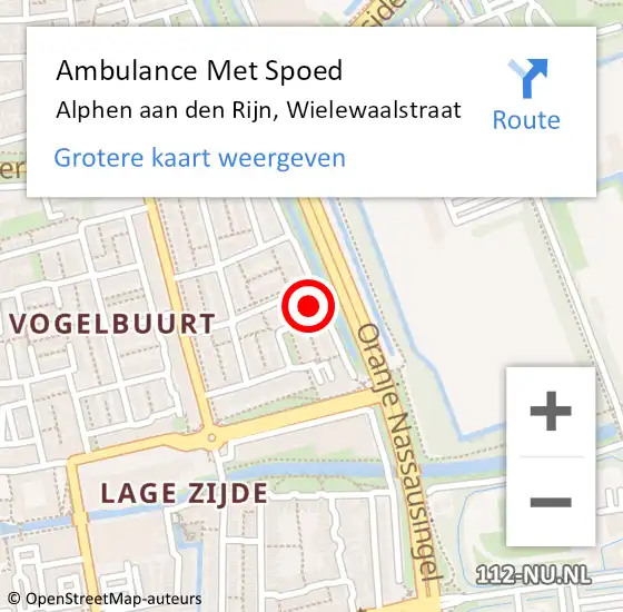 Locatie op kaart van de 112 melding: Ambulance Met Spoed Naar Alphen aan den Rijn, Wielewaalstraat op 13 augustus 2021 02:53