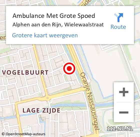 Locatie op kaart van de 112 melding: Ambulance Met Grote Spoed Naar Alphen aan den Rijn, Wielewaalstraat op 13 augustus 2021 02:55