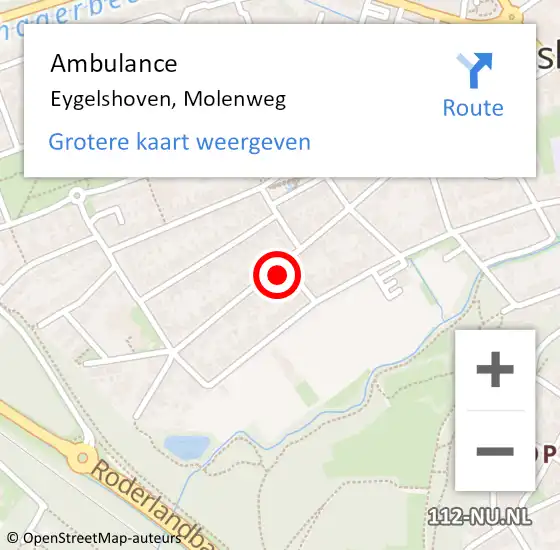 Locatie op kaart van de 112 melding: Ambulance Eygelshoven, Molenweg op 19 juni 2014 14:54