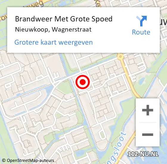 Locatie op kaart van de 112 melding: Brandweer Met Grote Spoed Naar Nieuwkoop, Wagnerstraat op 13 augustus 2021 03:42