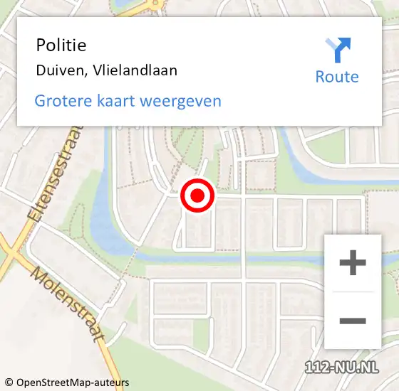 Locatie op kaart van de 112 melding: Politie Duiven, Vlielandlaan op 19 juni 2014 14:55