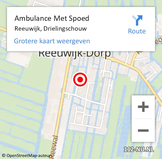 Locatie op kaart van de 112 melding: Ambulance Met Spoed Naar Reeuwijk, Drielingschouw op 13 augustus 2021 04:43