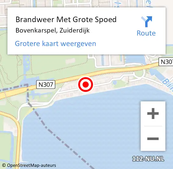 Locatie op kaart van de 112 melding: Brandweer Met Grote Spoed Naar Bovenkarspel, Zuiderdijk op 13 augustus 2021 05:05