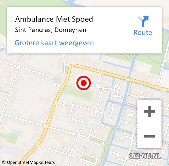 Locatie op kaart van de 112 melding: Ambulance Met Spoed Naar Sint Pancras, Domeynen op 13 augustus 2021 06:56