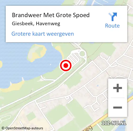 Locatie op kaart van de 112 melding: Brandweer Met Grote Spoed Naar Giesbeek, Havenweg op 13 augustus 2021 06:57