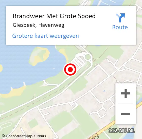 Locatie op kaart van de 112 melding: Brandweer Met Grote Spoed Naar Giesbeek, Havenweg op 13 augustus 2021 07:26
