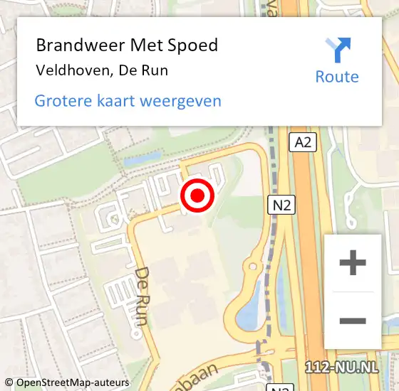Locatie op kaart van de 112 melding: Brandweer Met Spoed Naar Veldhoven, De Run op 13 augustus 2021 07:29