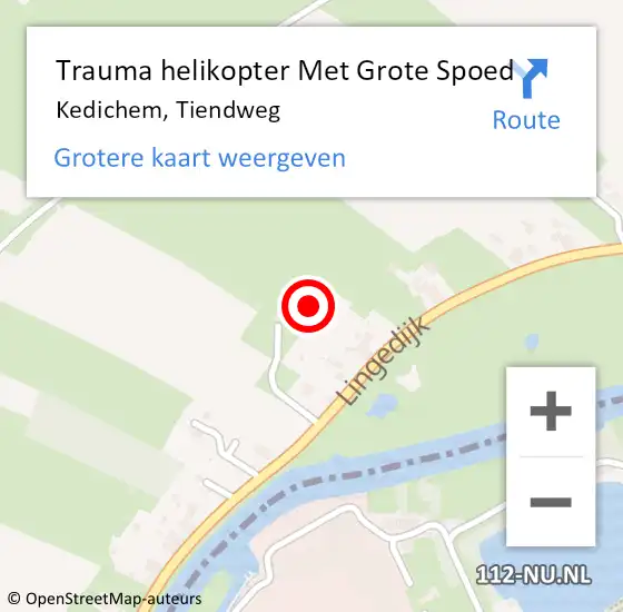 Locatie op kaart van de 112 melding: Trauma helikopter Met Grote Spoed Naar Kedichem, Tiendweg op 13 augustus 2021 07:39