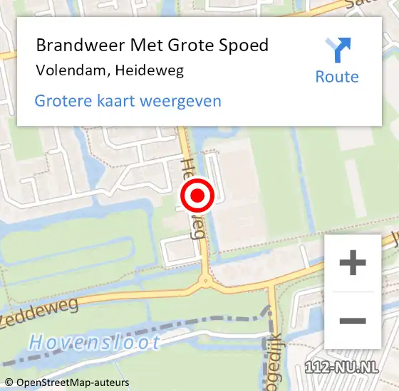 Locatie op kaart van de 112 melding: Brandweer Met Grote Spoed Naar Volendam, Heideweg op 19 juni 2014 15:01