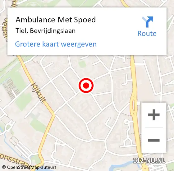 Locatie op kaart van de 112 melding: Ambulance Met Spoed Naar Tiel, Bevrijdingslaan op 13 augustus 2021 08:17