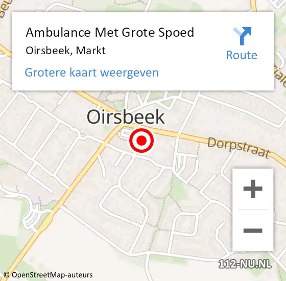 Locatie op kaart van de 112 melding: Ambulance Met Grote Spoed Naar Oirsbeek, Markt op 19 juni 2014 15:06