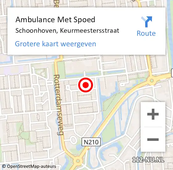 Locatie op kaart van de 112 melding: Ambulance Met Spoed Naar Schoonhoven, Keurmeestersstraat op 19 juni 2014 15:09