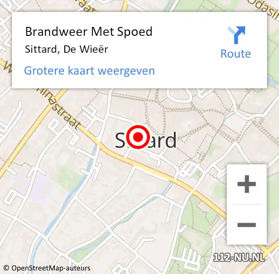 Locatie op kaart van de 112 melding: Brandweer Met Spoed Naar Sittard, De Wieër op 13 augustus 2021 09:50