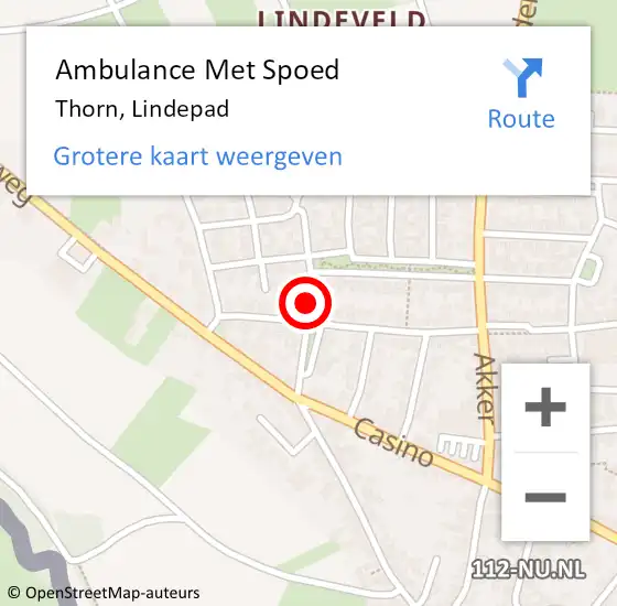 Locatie op kaart van de 112 melding: Ambulance Met Spoed Naar Thorn, Lindepad op 13 augustus 2021 10:04