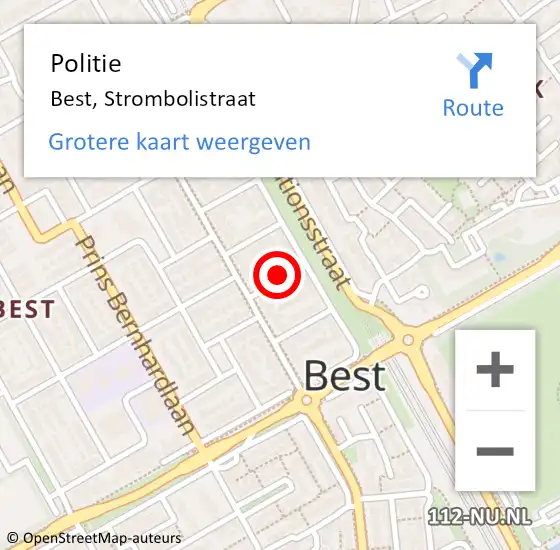 Locatie op kaart van de 112 melding: Politie Best, Strombolistraat op 13 augustus 2021 10:12