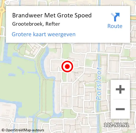 Locatie op kaart van de 112 melding: Brandweer Met Grote Spoed Naar Grootebroek, Refter op 13 augustus 2021 10:44