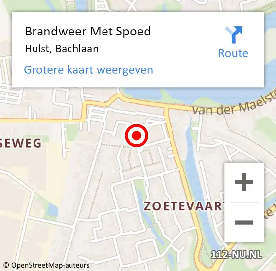 Locatie op kaart van de 112 melding: Brandweer Met Spoed Naar Hulst, Bachlaan op 13 augustus 2021 11:16