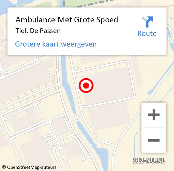 Locatie op kaart van de 112 melding: Ambulance Met Grote Spoed Naar Tiel, De Passen op 13 augustus 2021 11:39