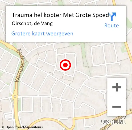 Locatie op kaart van de 112 melding: Trauma helikopter Met Grote Spoed Naar Oirschot, de Vang op 13 augustus 2021 11:53