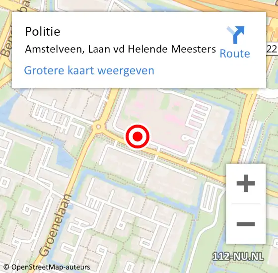 Locatie op kaart van de 112 melding: Politie Amstelveen, Laan Vd Helende Meesters op 19 juni 2014 15:23