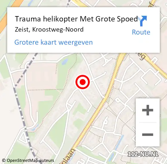 Locatie op kaart van de 112 melding: Trauma helikopter Met Grote Spoed Naar Zeist, Kroostweg-Noord op 13 augustus 2021 12:27