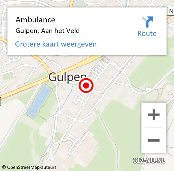 Locatie op kaart van de 112 melding: Ambulance Gulpen, Aan het Veld op 19 juni 2014 15:25