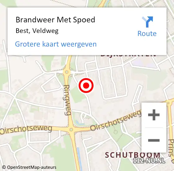 Locatie op kaart van de 112 melding: Brandweer Met Spoed Naar Best, Veldweg op 13 augustus 2021 12:37