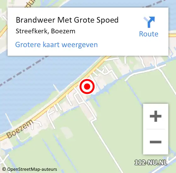 Locatie op kaart van de 112 melding: Brandweer Met Grote Spoed Naar Streefkerk, Boezem op 13 augustus 2021 12:40
