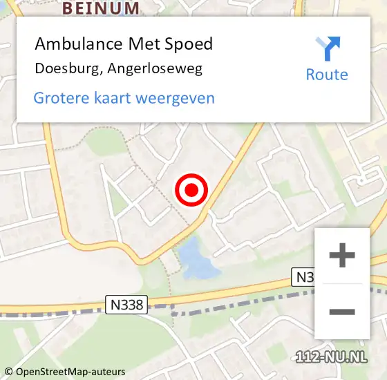 Locatie op kaart van de 112 melding: Ambulance Met Spoed Naar Doesburg, Angerloseweg op 13 augustus 2021 12:54