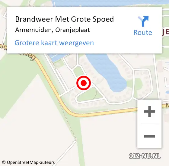 Locatie op kaart van de 112 melding: Brandweer Met Grote Spoed Naar Arnemuiden, Oranjeplaat op 13 augustus 2021 12:55