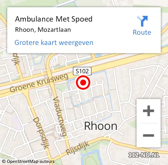 Locatie op kaart van de 112 melding: Ambulance Met Spoed Naar Rhoon, Mozartlaan op 13 augustus 2021 13:23