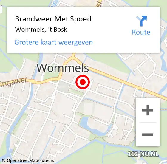 Locatie op kaart van de 112 melding: Brandweer Met Spoed Naar Wommels, 't Bosk op 13 augustus 2021 13:49