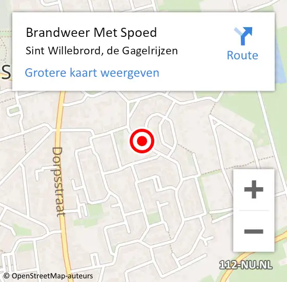 Locatie op kaart van de 112 melding: Brandweer Met Spoed Naar Sint Willebrord, de Gagelrijzen op 13 augustus 2021 14:05