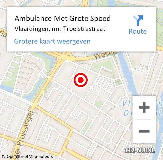Locatie op kaart van de 112 melding: Ambulance Met Grote Spoed Naar Vlaardingen, mr. Troelstrastraat op 13 augustus 2021 14:09