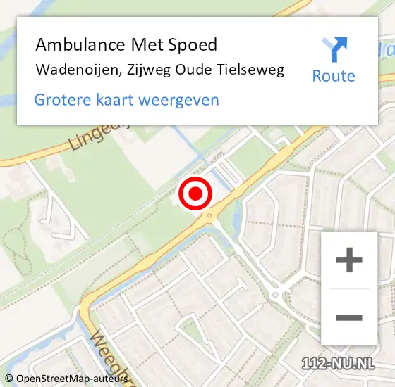 Locatie op kaart van de 112 melding: Ambulance Met Spoed Naar Wadenoijen, Zijweg Oude Tielseweg op 13 augustus 2021 14:14