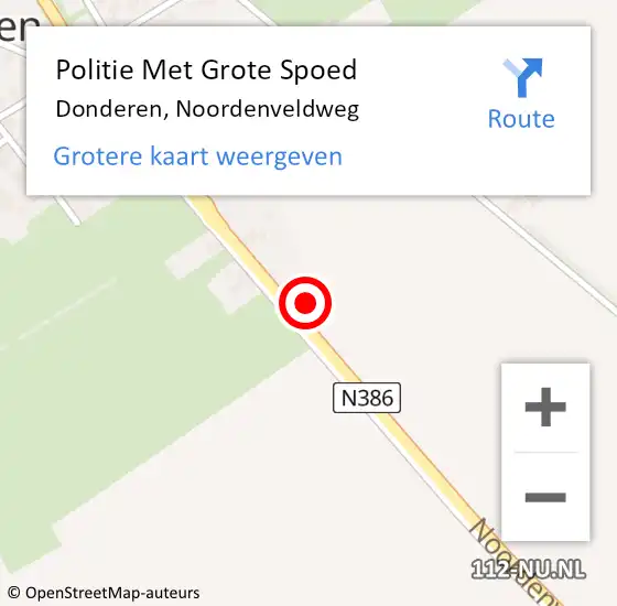 Locatie op kaart van de 112 melding: Politie Met Grote Spoed Naar Donderen, Noordenveldweg op 13 augustus 2021 14:19